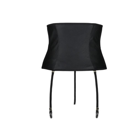 Пояс-корсет из экокожи CELINE SET black S/M — Passion: шнуровка, съемные пажи для чулок, стринги || 