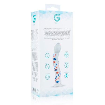 Стеклянный дилдо с изгибами и рисунком Gildo Glass Dildo No. 3 || 