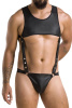 Мужское кожаное боди Passion 056 Adam S/M Black, заклепки