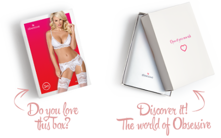 Кружевной комплект белья Obsessive 810-SEG-1 L/XL White, бюстгальтер, стринги, пояс для чулок || 