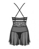 Эротический кружевной комплект с сеточкой Obsessive 838-BAB-1 babydoll & thong black S/M, черный, пе || 