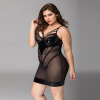 Платье с латексными вставками JSY «Страстная Эльза» Plus Size, Black, кружево, стрепы, сетка || 