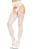 Ажурные колготки с сердечками Leg Avenue Heart White, one size, имитация чулок || 