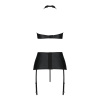 Комплект из эко-кожи с имитацией шнуровки Nancy Set black L/XL - Passion топ, трусики и пояс для чул || 