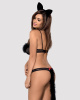 Эротический костюм гепарда Obsessive Gepardina 3 pcs costume L/XL, черный, меховая отделка, монокини || 