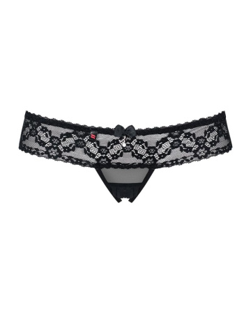 Кружевные танга с доступом Obsessive 837-THC-1 S/M, черные || 