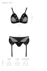 Комплект белья Passion NESSY SET XXL/XXXL black, бюстгальтер, пояс для чулок, стринги || 