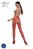 Эротические колготки-бодистокинг Passion ECO S001 red, с доступом, декор бабочки, подвязки || 