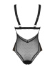 Кружевное боди с декольте Obsessive Estiqua teddy M/L, черное, широкие лямки || 