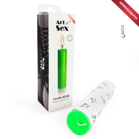 Зеленая свеча восковая Art of Sex size M 15 см низкотемпературная, люминесцентная || 