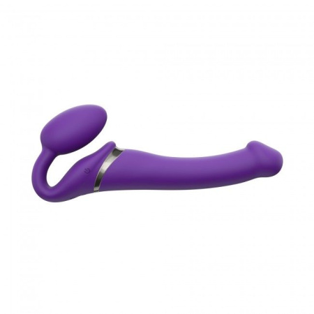 Безремневой страпон с вибрацией Strap-On-Me Vibrating Violet M диаметр 3,3см, пульт ДУ, регулируемый || 