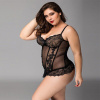 Кружевной корсет JSY «Сексуальная Белла» Plus Size Black, мелкая сетка, гипюр, чашки с косточками || 