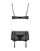 Эротический костюм горничной Obsessive Maidme set 5pcs L/XL, бюстгальтер, пояс с фартуком, чулки, ст || 