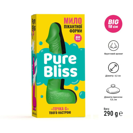 Крафтовое мыло-член с присоской Pure Bliss BIG Green, натуральное || 