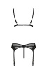 Комплект белья Passion NESSY SET S/M black, бюстгальтер, пояс для чулок, стринги || 