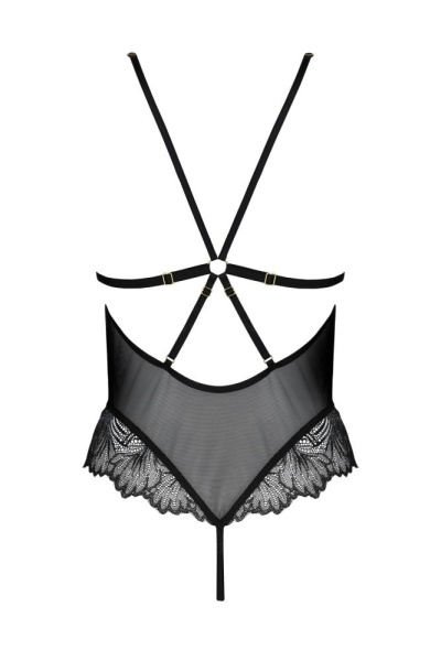 Сетчатое боди с кружевным лифом Passion DELIENA BODY L/XL black
