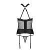 Сетчатый комплект корсет с халтером, съемные подвязки и трусики Amanda Corset black S/M - Passion || 