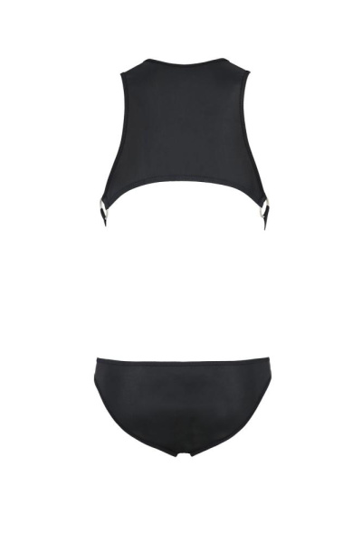 Мужское кожаное боди Passion 056 Adam S/M Black, заклепки