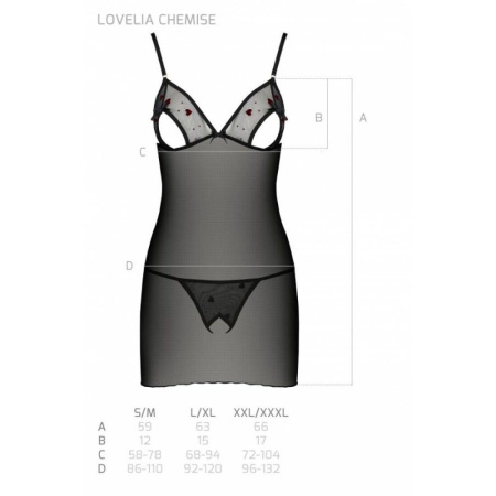 Сорочка с вырезами на груди + стринги LOVELIA CHEMISE black L/XL - Passion || 
