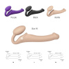Безремневой страпон с вибрацией Strap-On-Me Vibrating Flesh M, диаметр 3,3см, пульт ДУ, регулируемый || 