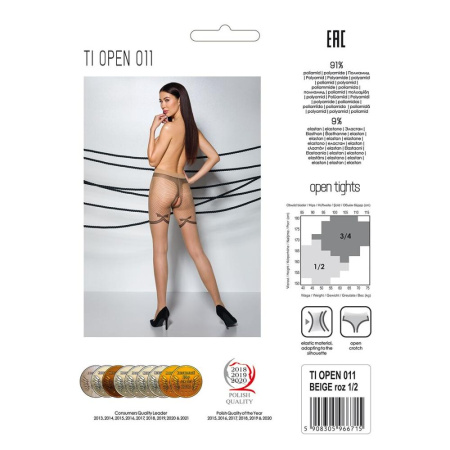 Телесные колготки с открытым доступом, с контрастными шортиками TIOPEN 011 beige 3/4 (20 den) — Pass || 