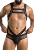 Мужское эротическое сетчатое боди Passion 045 Victor S/M Black, экокожа, сетка