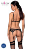 Комплект белья Passion NESSY SET L/XL black, бюстгальтер, пояс для чулок, стринги || 