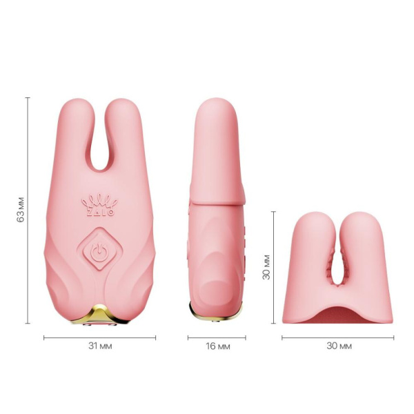 Смарт-вибратор для груди Zalo - Nave Coral Pink, пульт ДУ, работа через приложение
