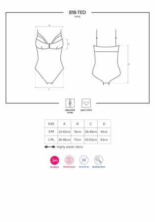 Кружевное боди с доступом 818-TED-1 teddy S/M, черное || 