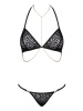 Комплект с цепочками Obsessive Pantheria 2-pcs set black L/XL, бюстгальтер, трусики || 