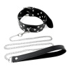 Ошейник с поводком из натуральной кожи с заклепками Art of Sex - Jenna Collar with Leash, черный || 