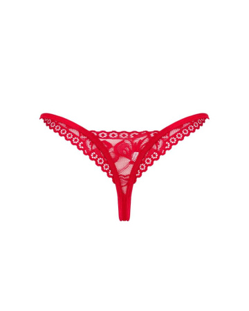 Кружевные стринги Obsessive Lacelove thong M/L Red, низкая посадка || 
