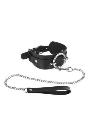 Ошейник с большим кольцом и с поводком Fetish Tentation Ring and Leash || 