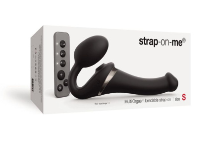 Безремневой вибрострапон с вакуумной стимуляцией Strap-On-Me MULTI ORGASM Black S, регулируемый || 