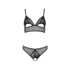Комплект: браллет с ажурным лифом и открытыми трусиками Christa Set with Open Bra black L/XL — Passi || 