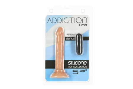 Фаллоимитатор ADDICTION Tino 5.25″ Silicone Dildo, присоска, диаметр 1,9 см, вибропуля в подарок || 
