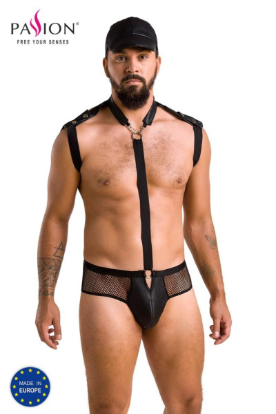 Комплект эротического мужского белья Passion 038 John XXL/XXXL Black, боди, кепка