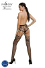 Эротические колготки-бодистокинг Passion ECO S004 black, закрытые трусики, декор, подвязки || 