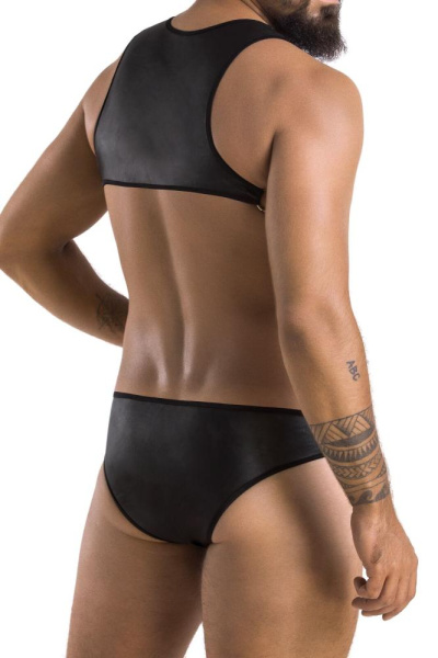 Мужское кожаное боди Passion 056 Adam S/M Black, заклепки