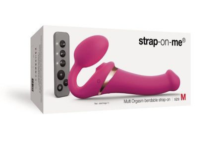 Безремневой вибрострапон с вакуумной стимуляцией Strap-On-Me MULTI ORGASM Fuchsia M, регулируемый || 