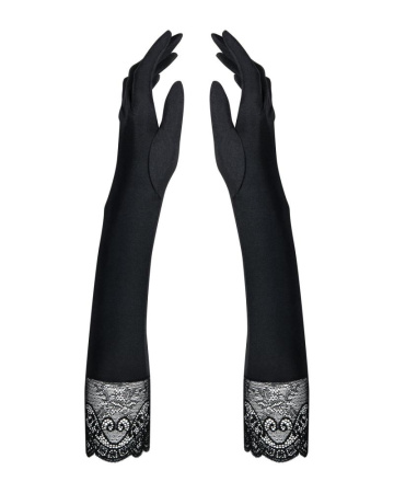 Высокие перчатки с камнями и кружевом Obsessive Miamor gloves, black