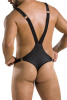 Мужское боди с люверсами Passion 028 Harry XXL/XXXL Black, экокожа, на лямках || 
