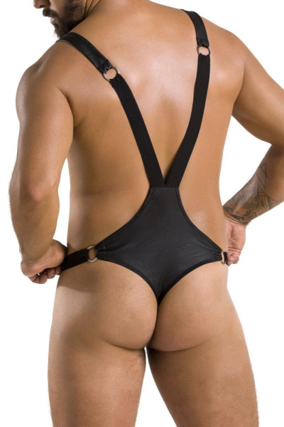 Мужское боди с люверсами Passion 028 Harry XXL/XXXL Black, экокожа, на лямках
