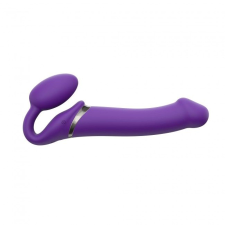 Безремневой страпон с вибрацией Strap-On-Me Vibrating Violet L, диам. 3,7см, пульт ДУ, регулируемый || 