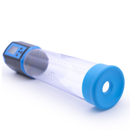 Автоматическая вакуумная помпа Men Powerup Passion Pump Blue, LED-табло, перезаряжаемая, 8 режимов || 