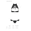 Комплект: открытый топ и трусики из эко-кожи с люверсами Malwia Set with Open Bra black L/XL — Passi || 