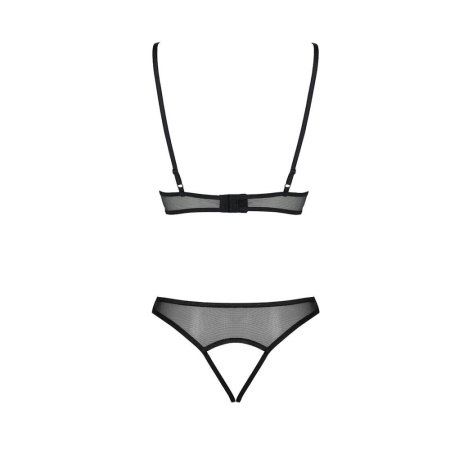 Комплект: браллет с ажурным лифом и открытыми трусиками Christa Set with Open Bra black L/XL — Passi || 