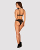 Эротический комплект под латекс со стрепами Obsessive Bagirela 2-pcs set L/XL, черный, под леопард, || 