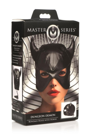 Маска Master Series Dungeon Demon Bondage Mask with Horns - Black || 