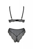 Комплект белья Passion Amberly Set 4XL/5XL black, лиф, трусики бразилиана, люрексовая нить || 